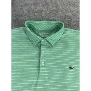 Vineyard Vines Performance Polo Shirt Mens 2XL Green Stripe Golf Stretch EUC